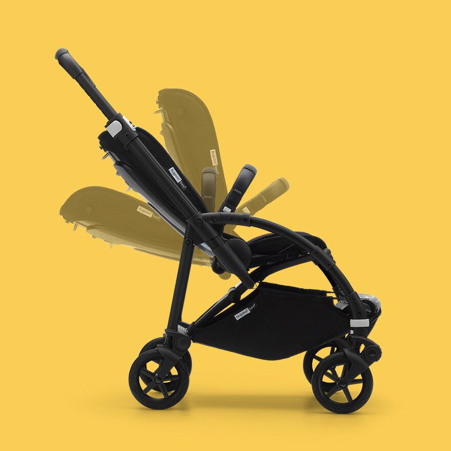 Bugaboo Bee 6 seat stroller Black sun canopy, black fabrics, black